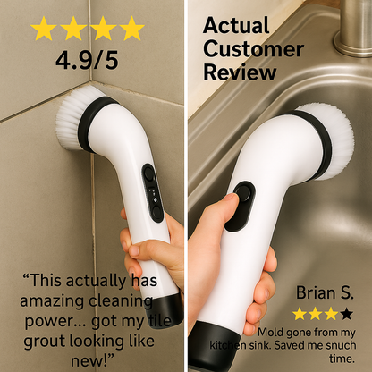 Cleanora SpinBrush™ – Electric Spin Scrubber with Extendable Handle (7-in-1)